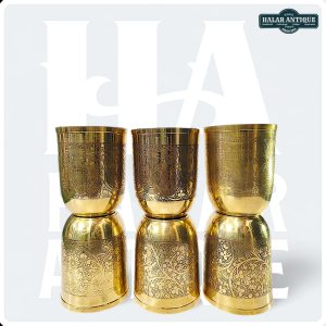 Brass Glasses  Set of 6 –  Glasses for Serving Water, Juices, and Beverages